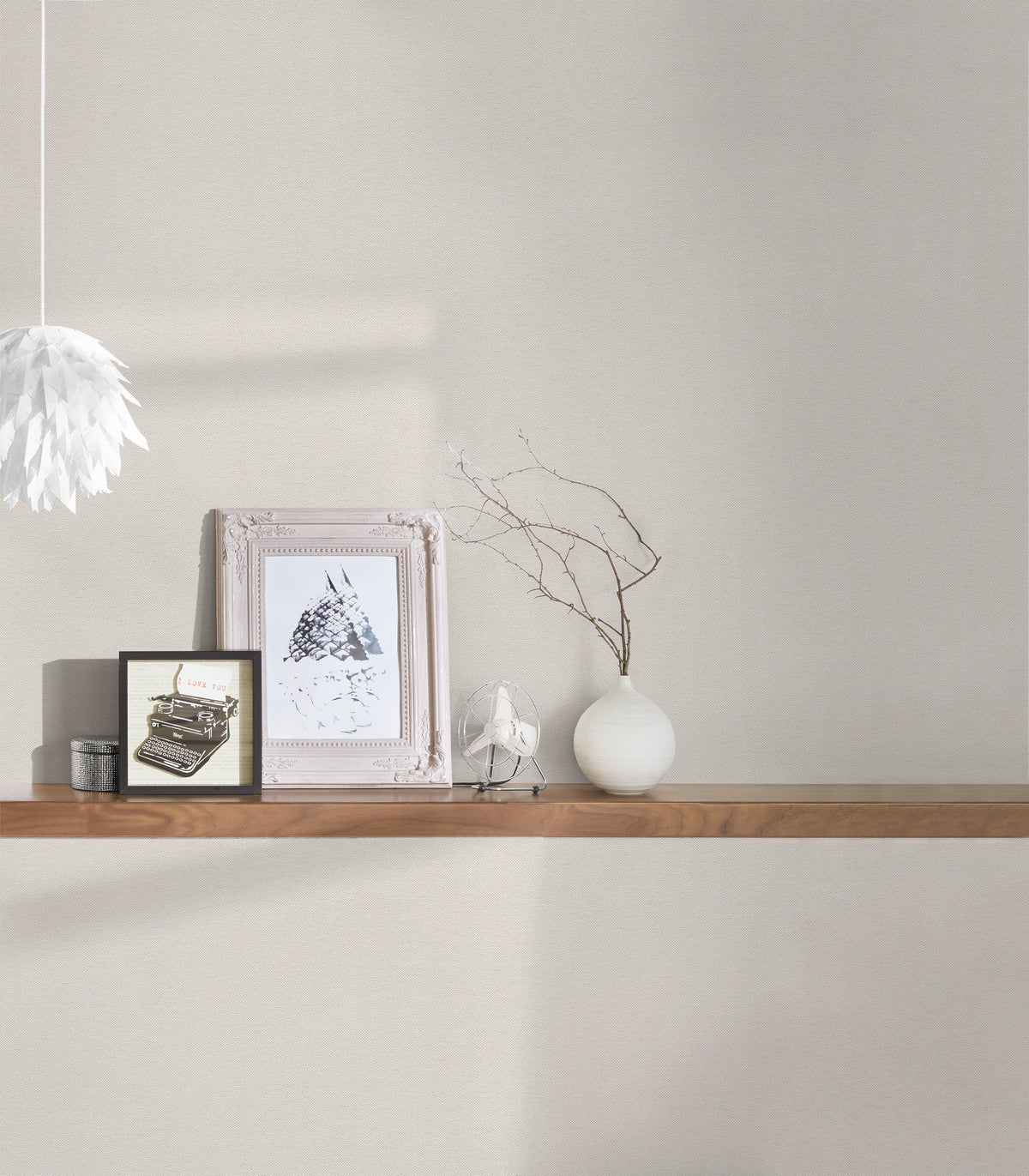 High-Quality Non-Woven Wallpaper Beige Solid Color