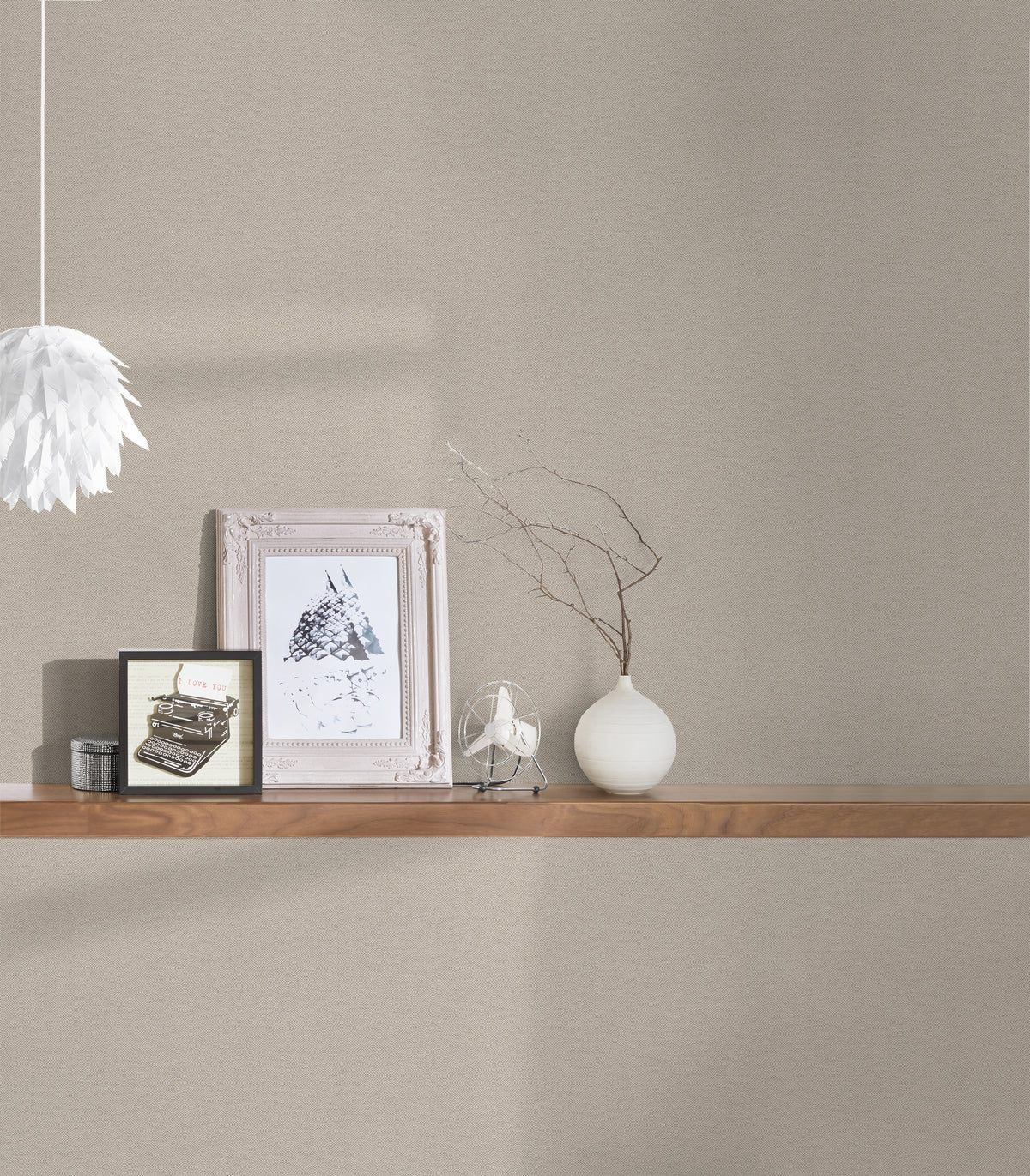 High-Quality Non-Woven Wallpaper Beige Solid Color