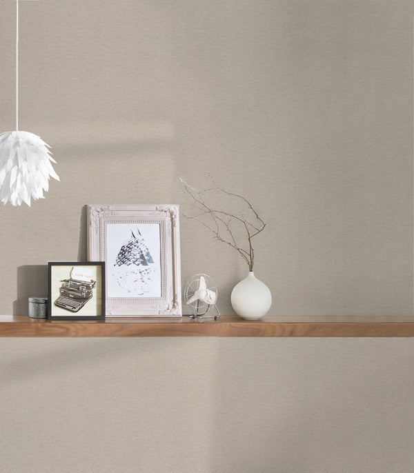 High-Quality Non-Woven Wallpaper Beige Solid Color