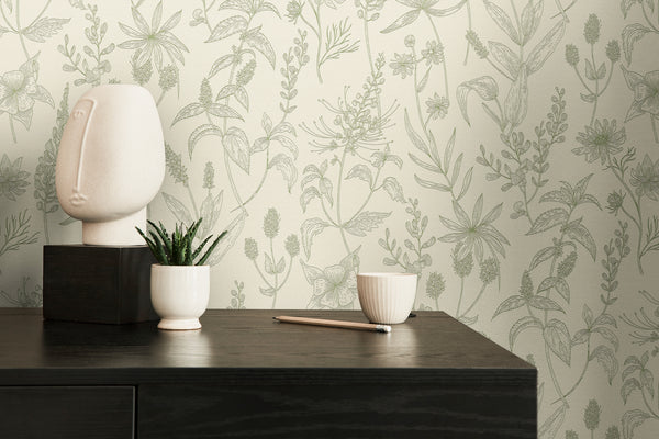 High-Quality Non-Woven Wallpaper Green Plants