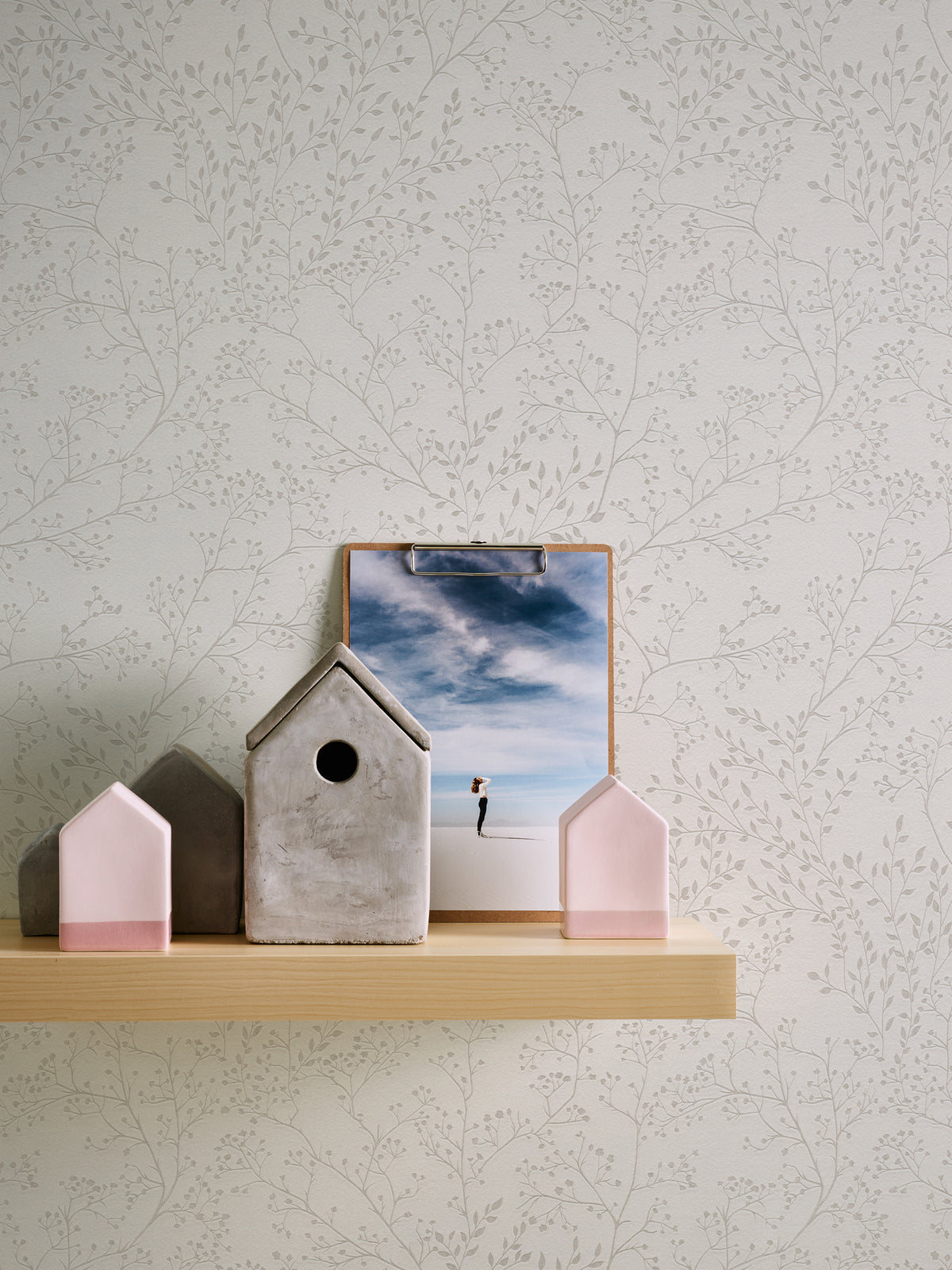 High-quality non-woven wallpaper white branches