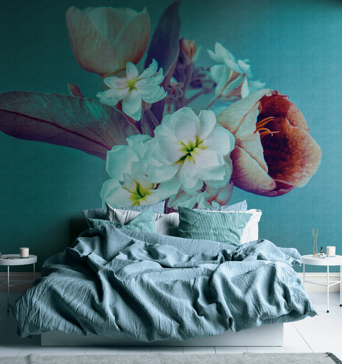 Premium Photo Wallpaper Blue Floral