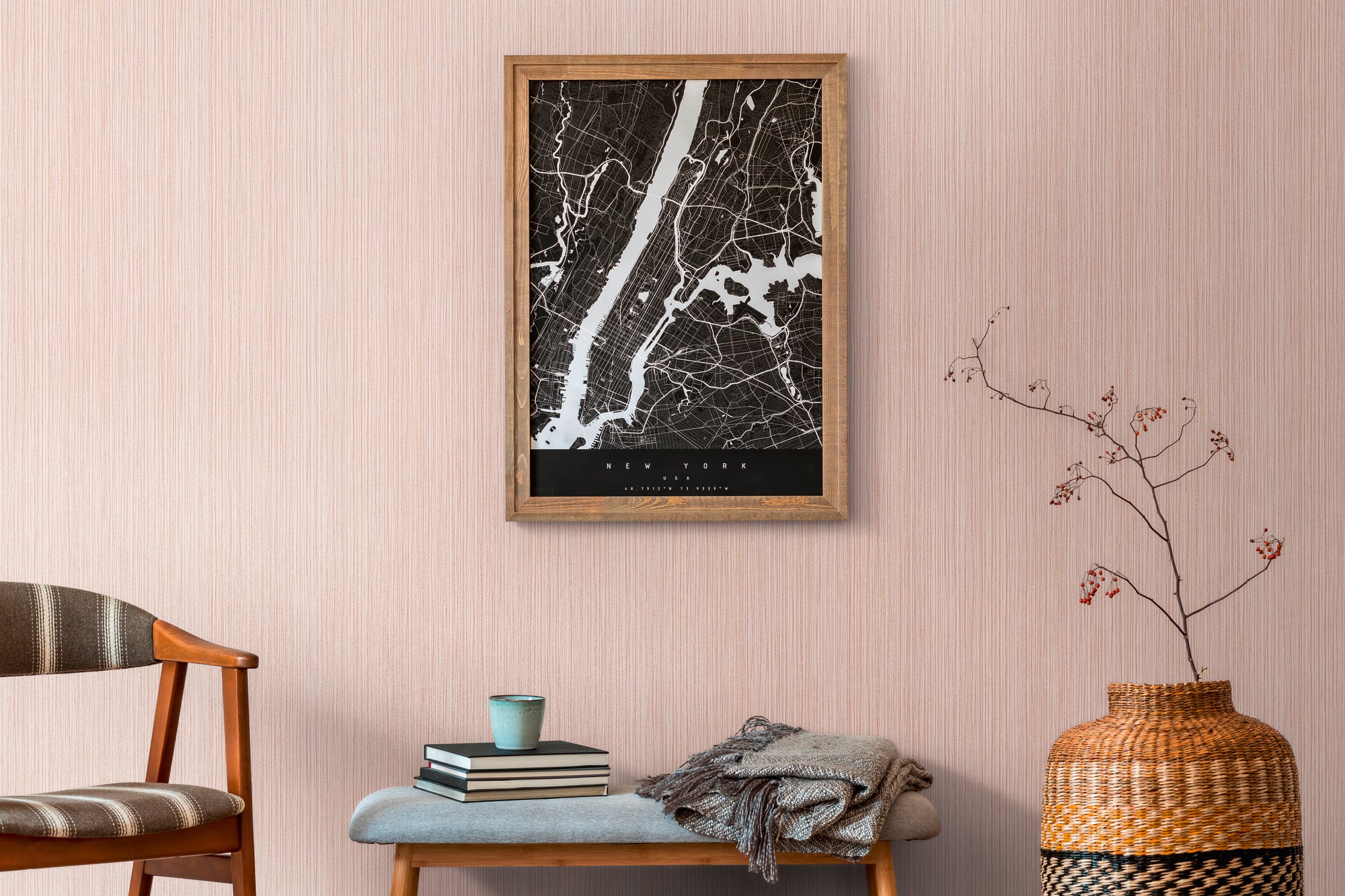 Papel pintado de alta calidad de la colección THE BoS en color rosa 