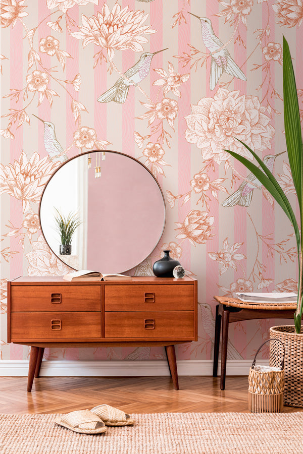 Hochwertige Fototapete Rosa Floral