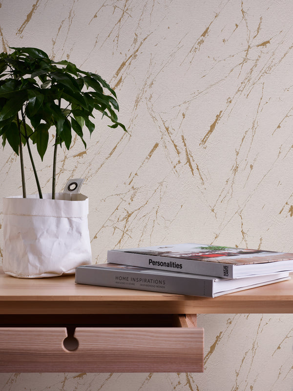 Hochwertige Vliestapete Beige Marmor