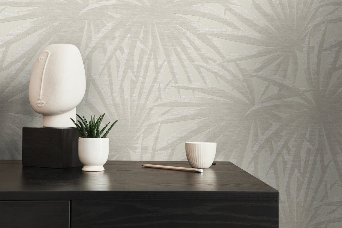 Papel pintado de alta calidad de la colección Casual Living en color crema. 