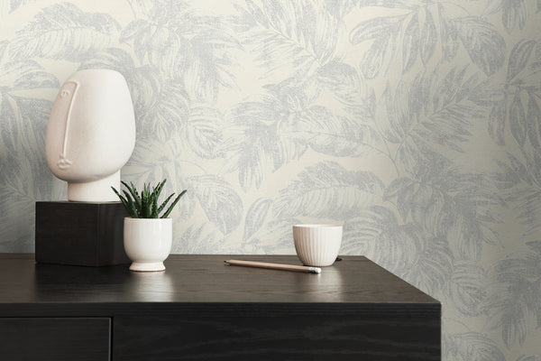 Papel pintado de alta calidad de la colección Casual Living en color blanco. 