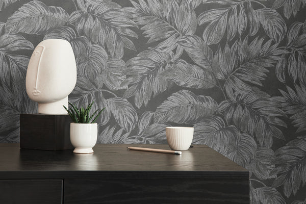 Papel pintado de alta calidad de la colección Casual Living en color antracita. 
