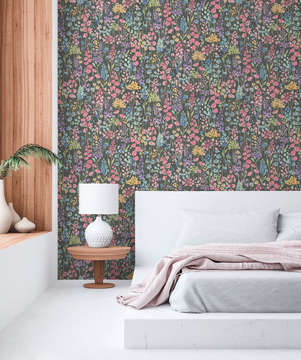 High-Quality Non-Woven Wallpaper Colorful Floral Pattern