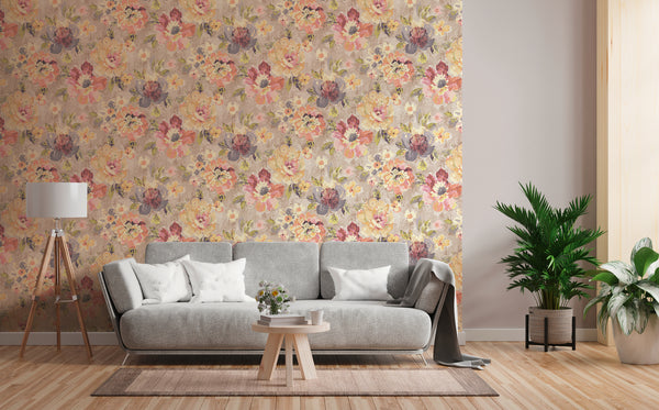 High-Quality Non-Woven Wallpaper Colorful Floral Pattern