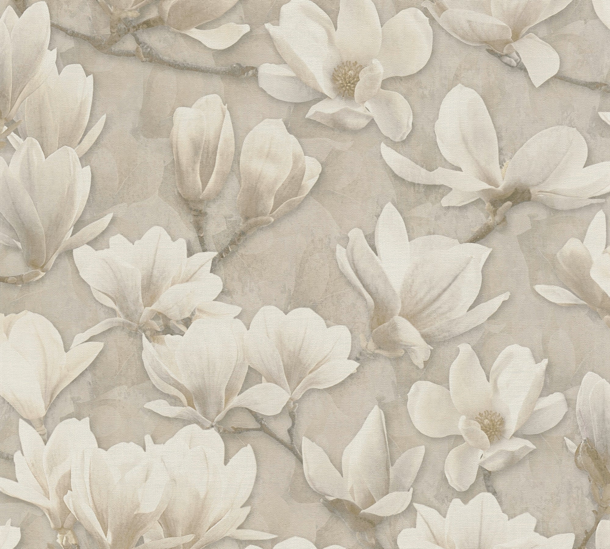 Premium Non-Woven Wallpaper Beige Floral Pattern