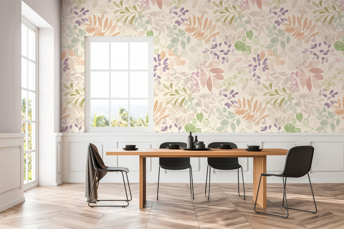 High-Quality Photo Wallpaper Cream Floral Pattern