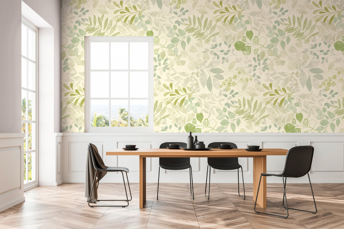 Premium Photo Wallpaper Cream Floral Pattern