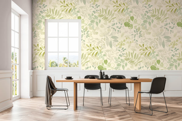 Premium Photo Wallpaper Cream Floral Pattern