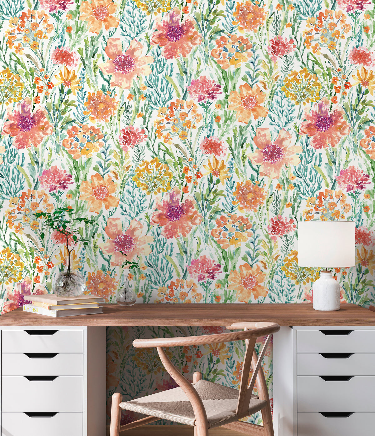 High-Quality Non-Woven Wallpaper Colorful Floral Pattern