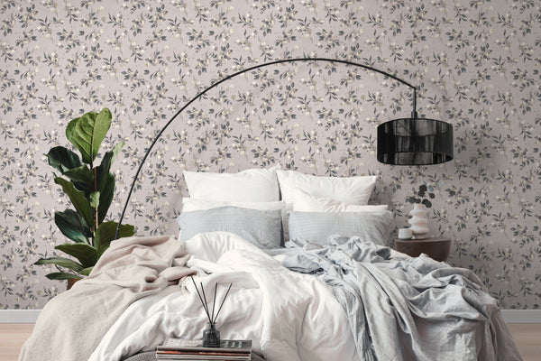Hochwertige Vliestapete Beige Floral