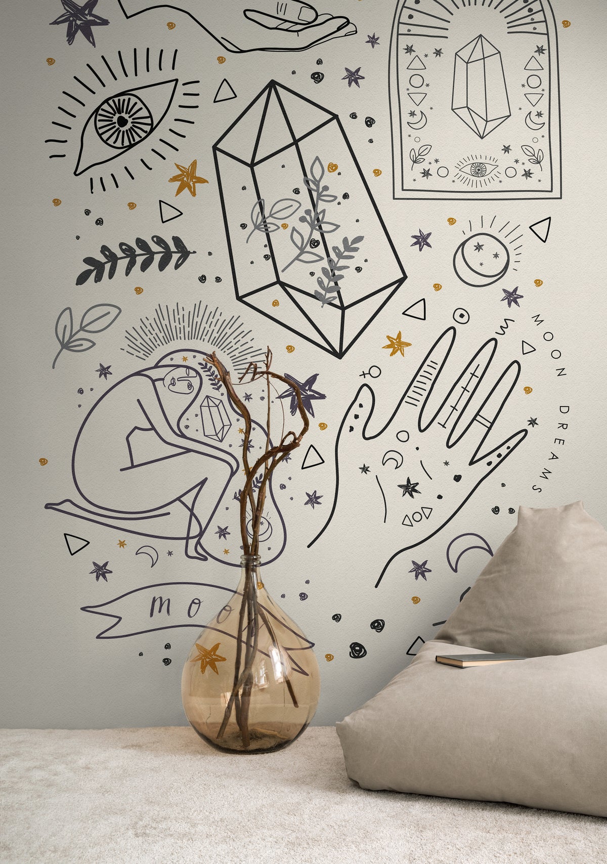 High-Quality Photo Wallpaper Cream Retro-Vintage