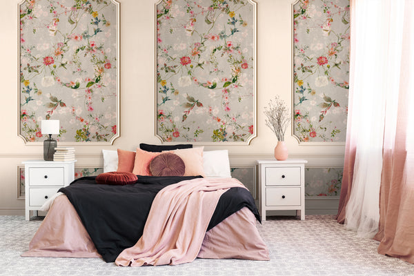Hochwertige Fototapete Beige Floral