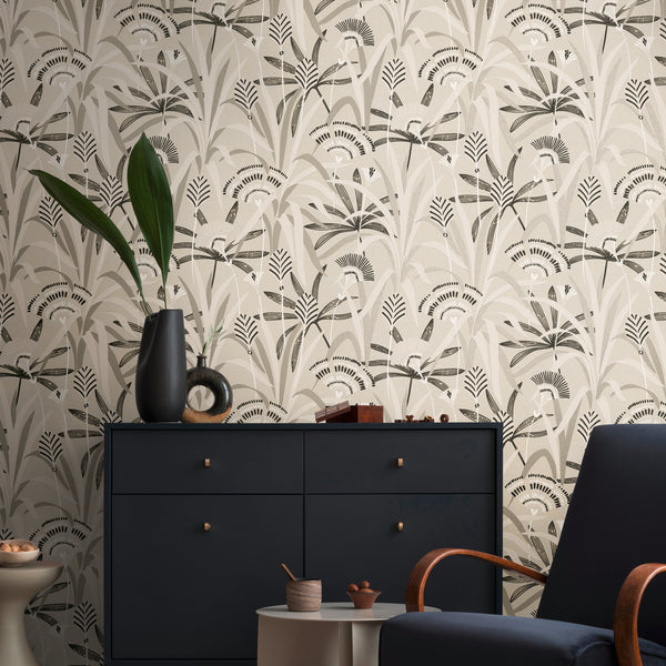 Papel pintado de alta calidad de la colección French Affair en color negro. 