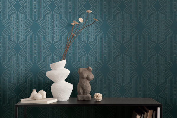 Papel pintado de alta calidad de la colección French Affair en color azul. 