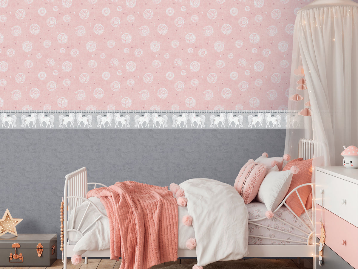 High-Quality Non-Woven Wallpaper Pink Circles