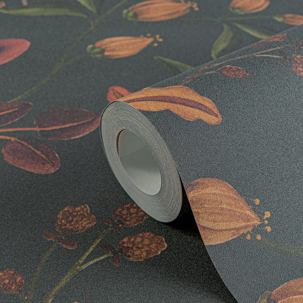 Premium Non-Woven Wallpaper Green Floral