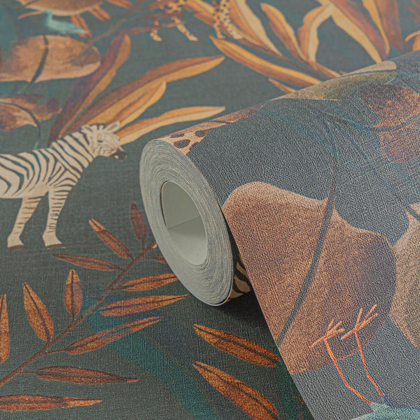 High-Quality Non-Woven Wallpaper Blue Animals