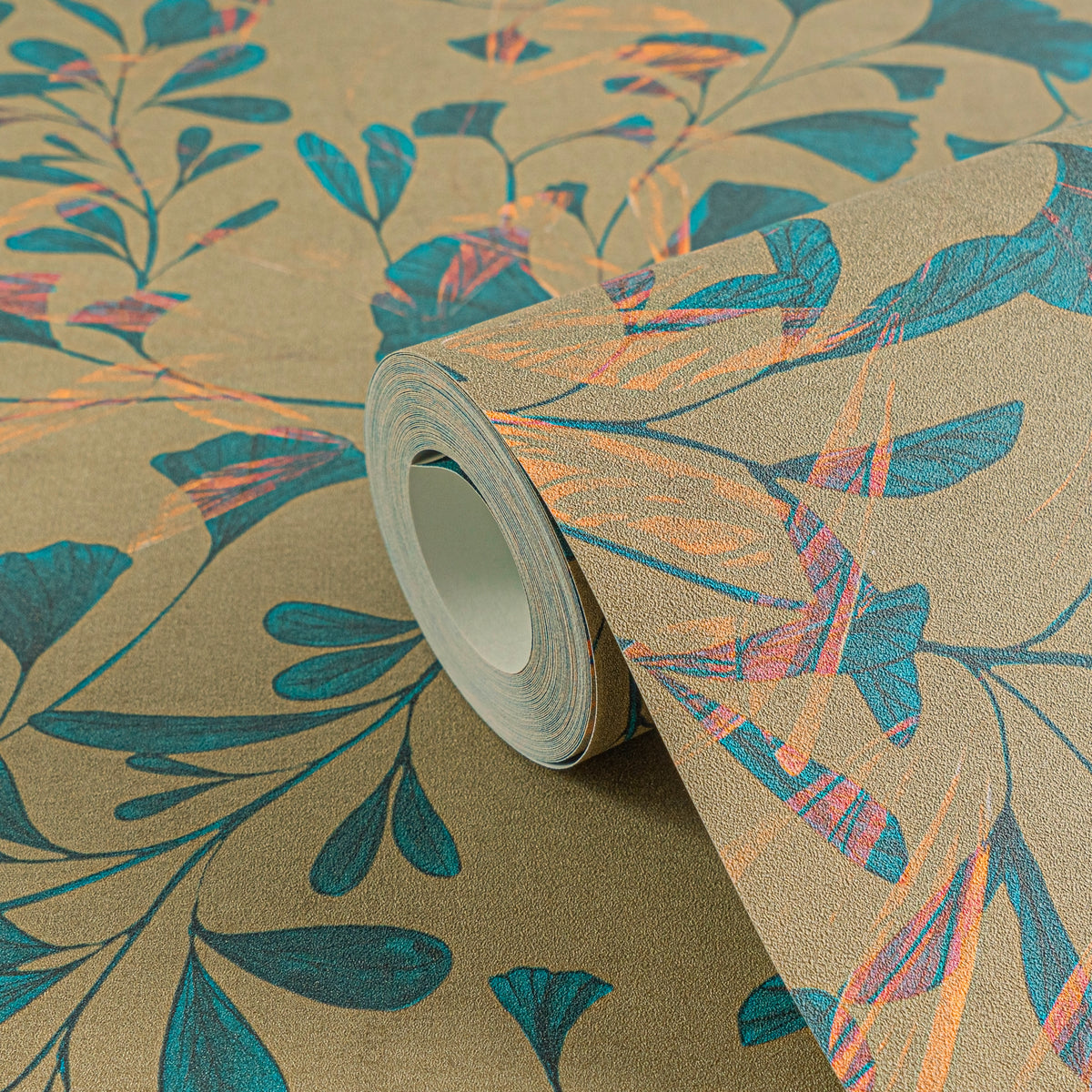 High-Quality Non-Woven Wallpaper Brown Floral
