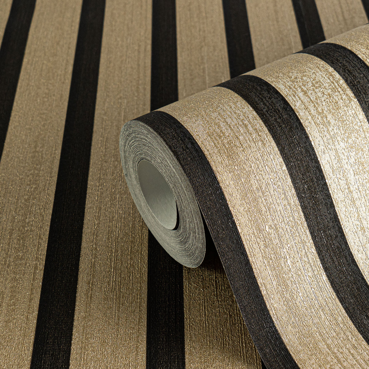 High-quality non-woven wallpaper Gold Wood Look