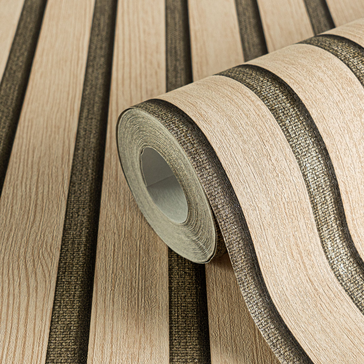 High-Quality Non-Woven Wallpaper Brown Wood Look