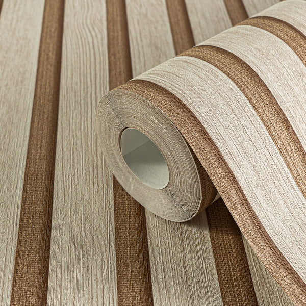 High-Quality Non-Woven Wallpaper Beige Wood Look