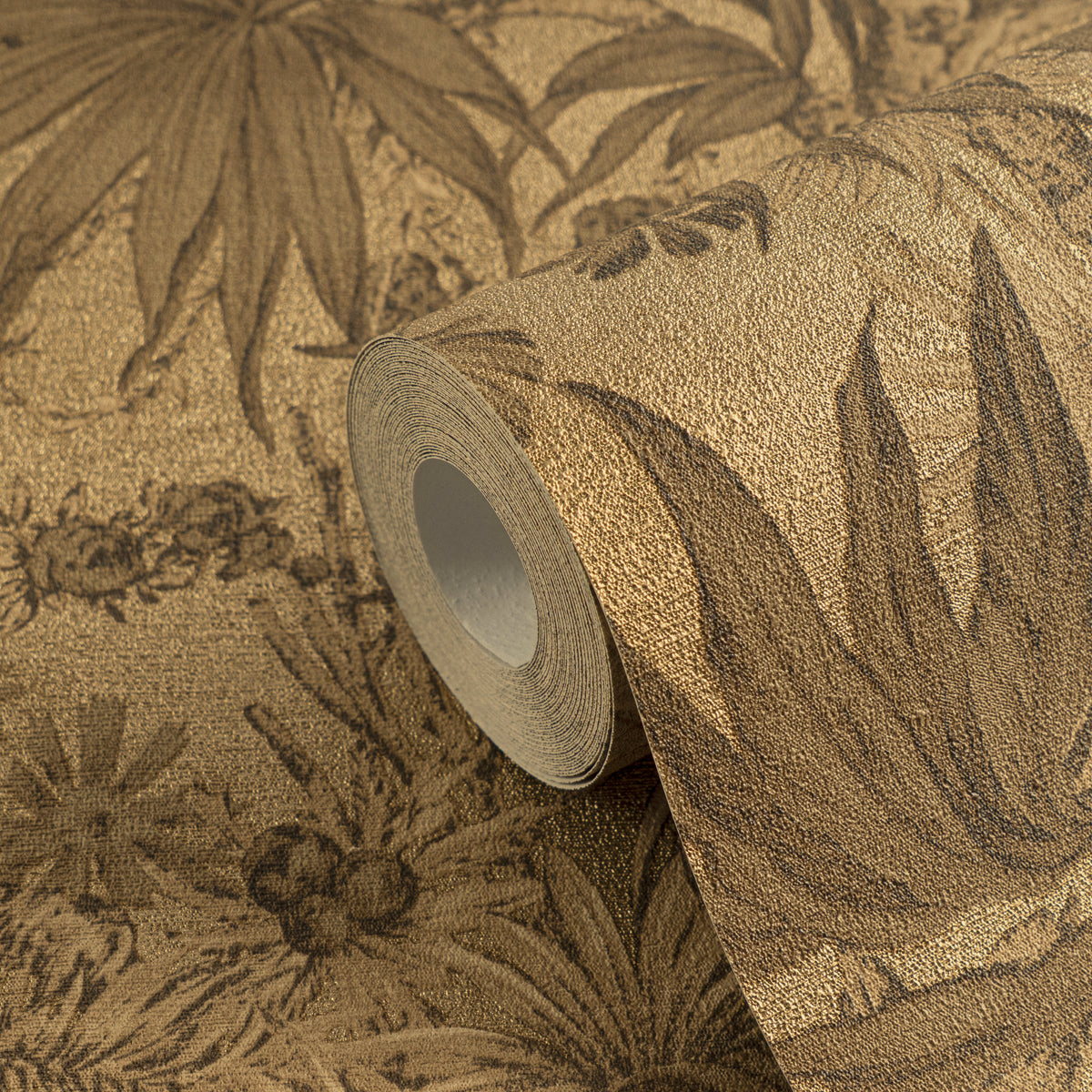 Hochwertige Vliestapete Braun Floral