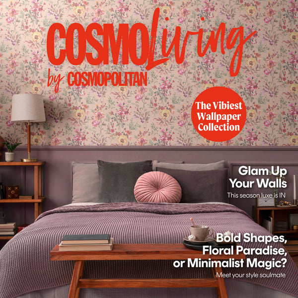 Papel pintado de alta calidad de la colección CosmoLiving en color rosa. 