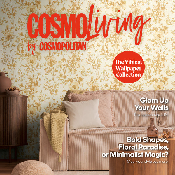 Papel pintado de alta calidad de la colección CosmoLiving en color dorado. 