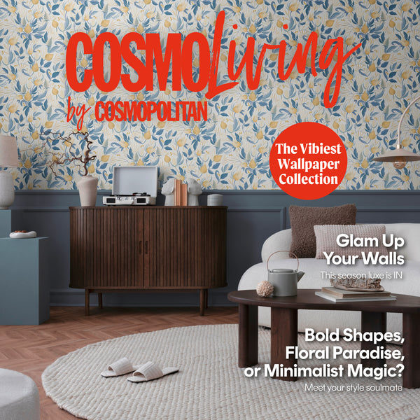 Papel pintado de alta calidad de la colección CosmoLiving en color blanco. 