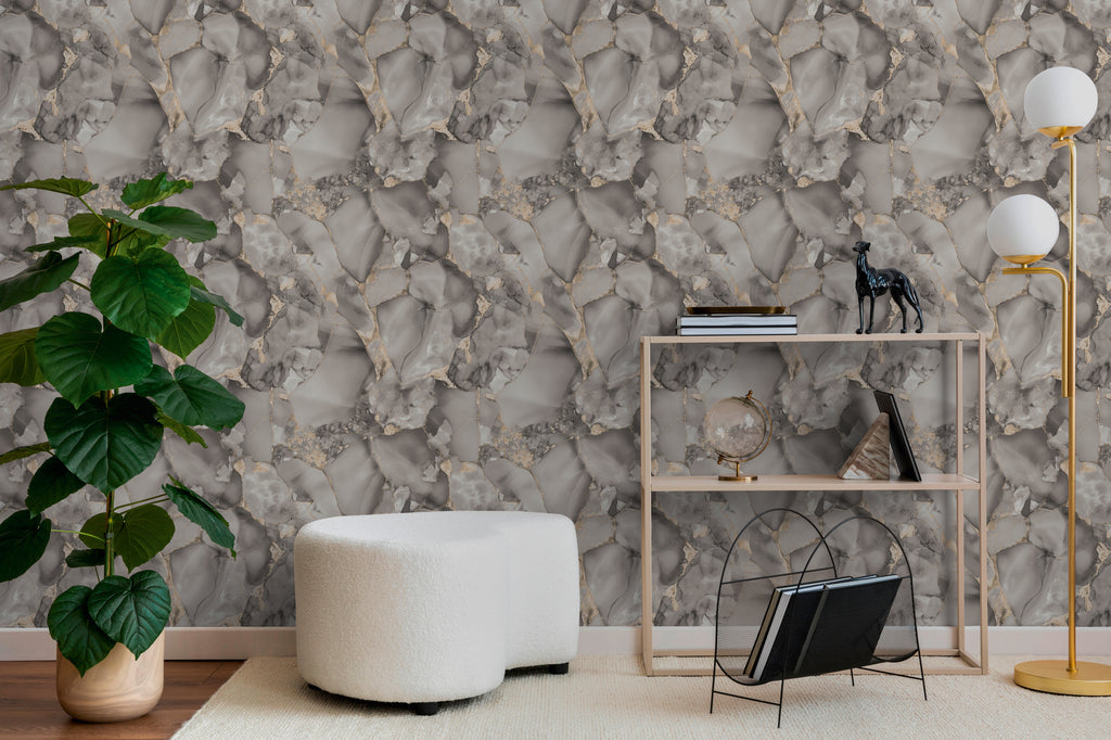 High-Quality Non-Woven Wallpaper Grey Marble