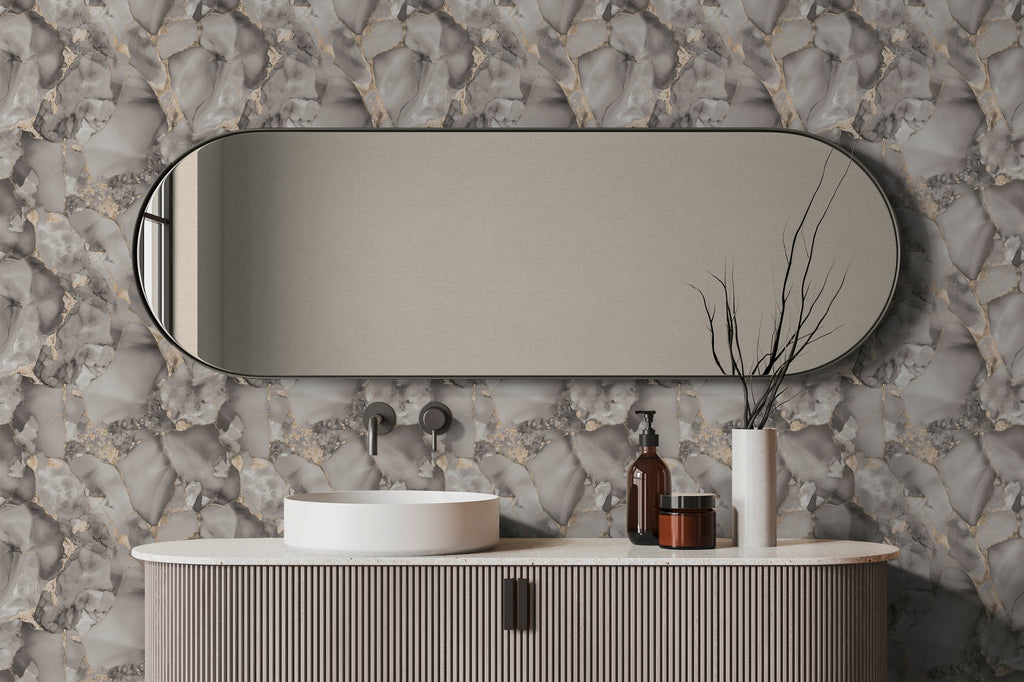 High-Quality Non-Woven Wallpaper Grey Marble