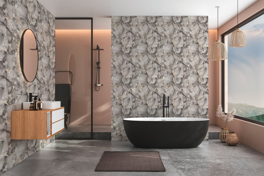 High-Quality Non-Woven Wallpaper Grey Marble