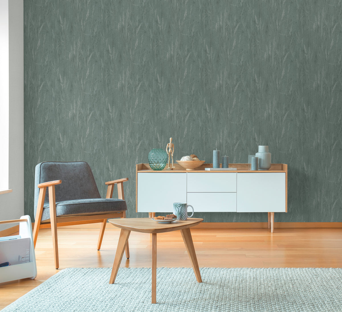 Papel pintado de alta calidad de la colección Hygge III en color verde 