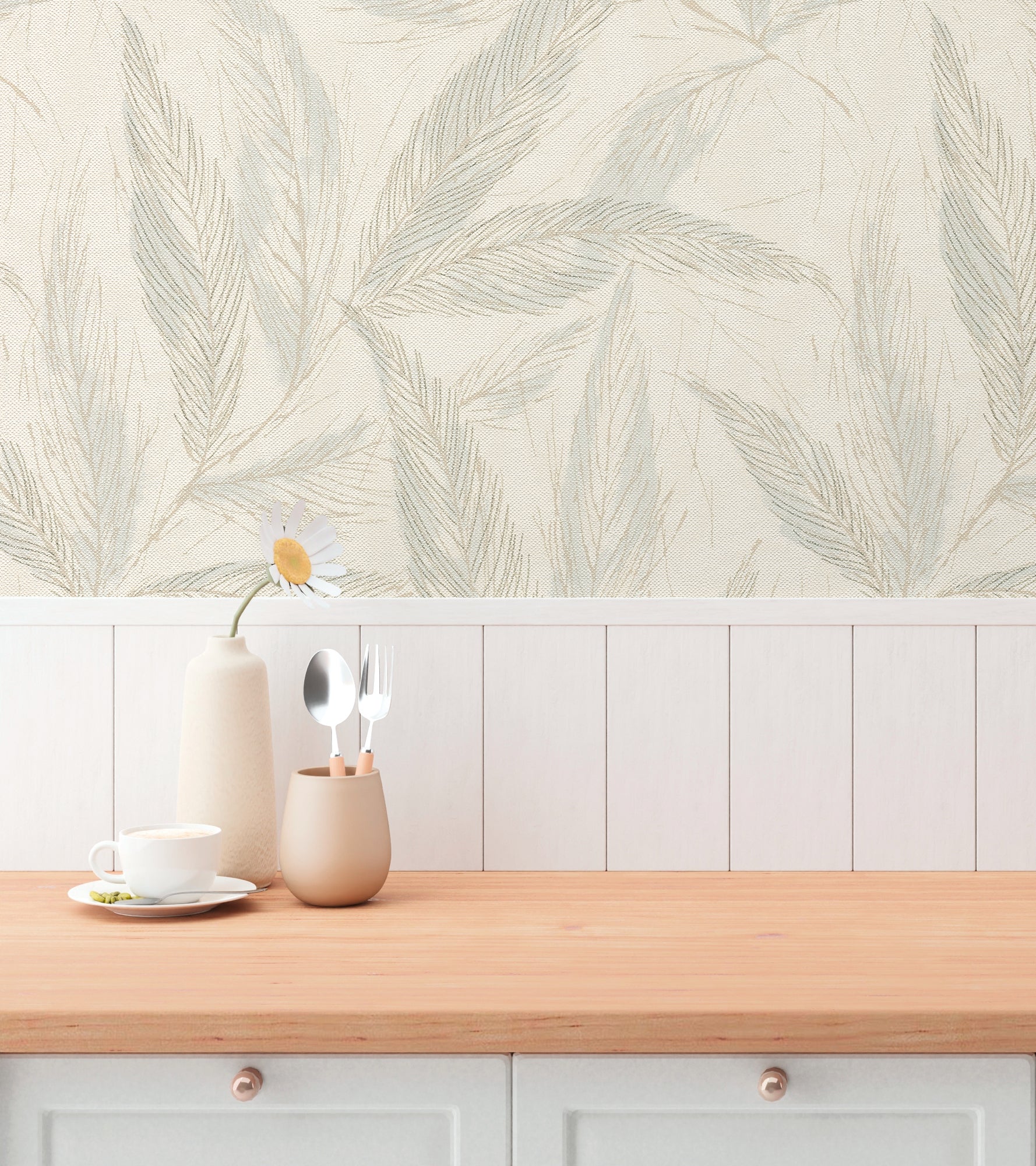 High-quality Non-Woven Wallpaper White Natural