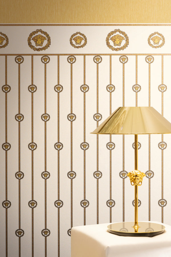 Versace 6-Vliestapete Vinyltapete Weis Medusakopf