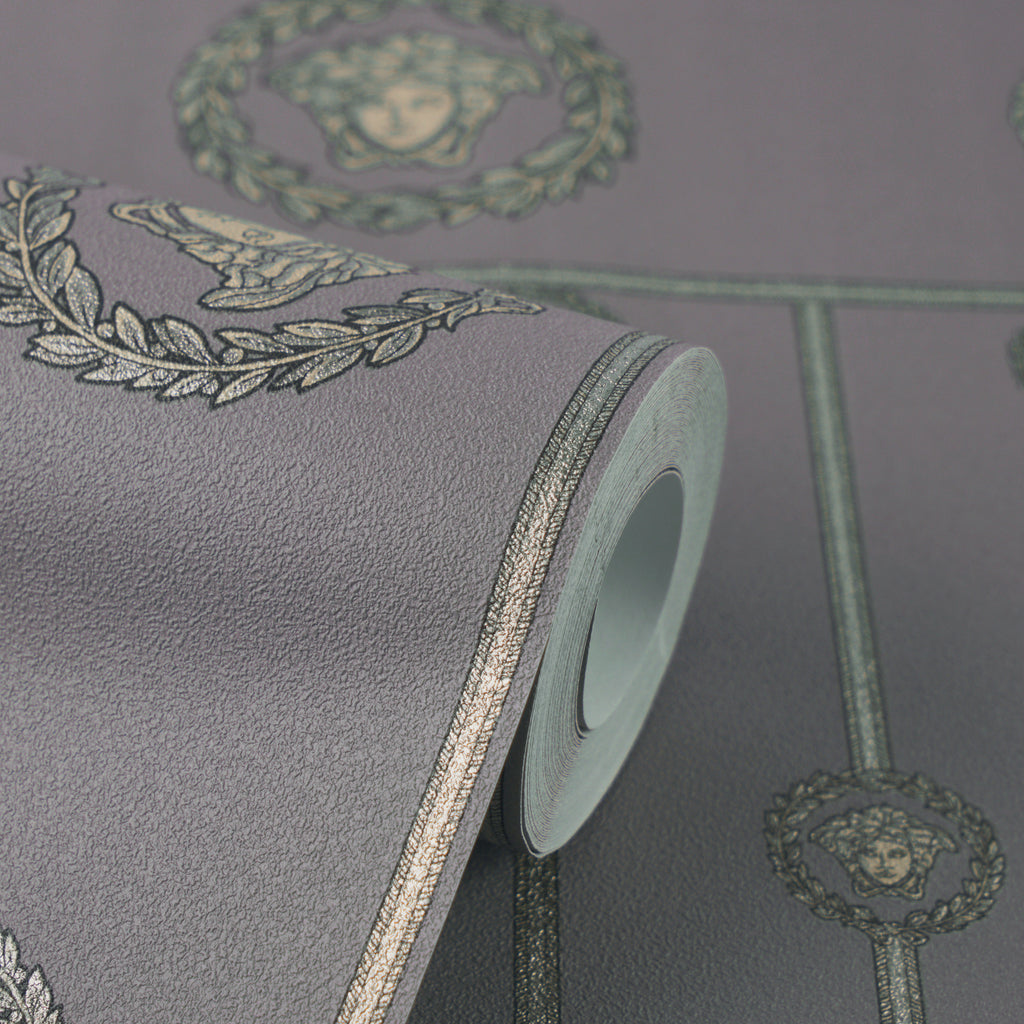 Versace 6-Vliestapete Vinyltapete Grau Medusakopf
