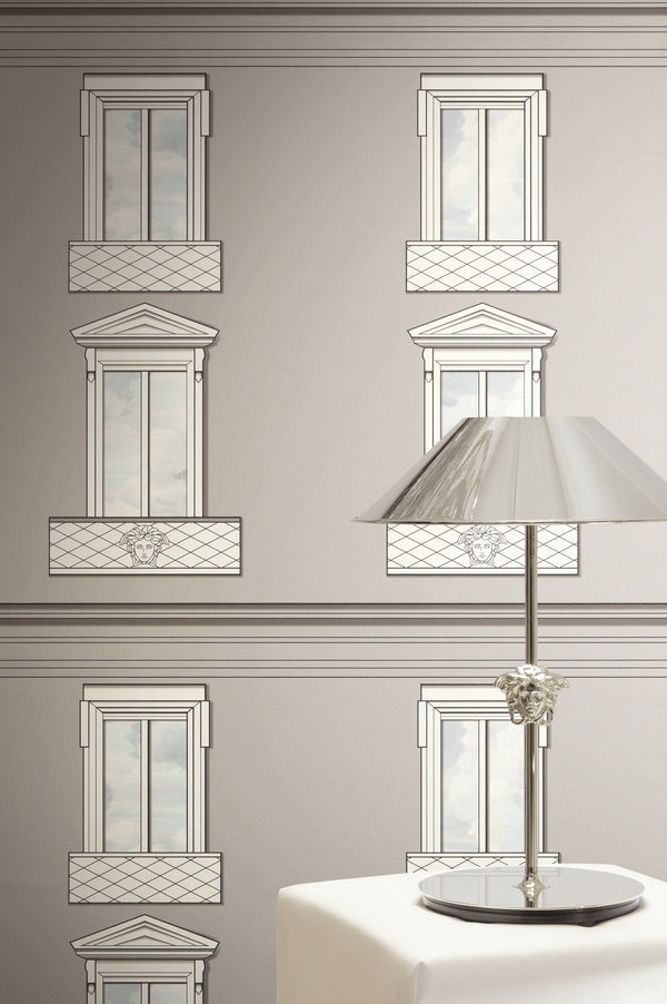 Versace 6-Vliestapete Vinyltapete Grau Medusakopf