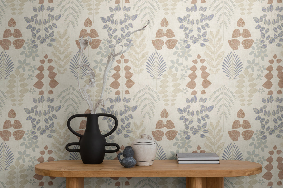 Hochwertige Vliestapete Beige Floral