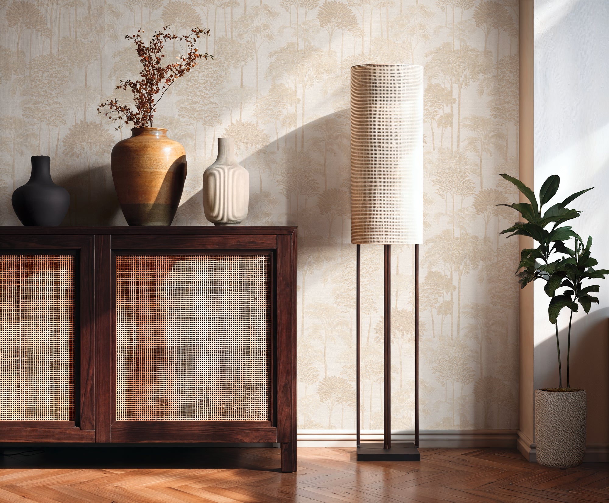 Cuba II-Vliestapete Vinyltapete Beige Dschungel