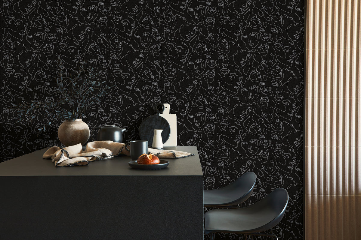 Premium Non-Woven Wallpaper Black Modern