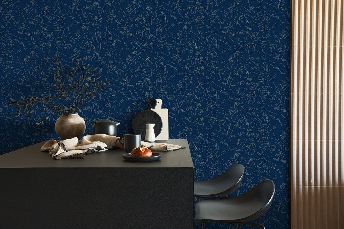 High-Quality Non-Woven Wallpaper Blue Modern