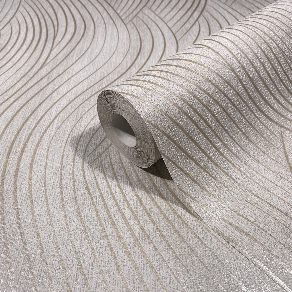 Vliestapete beige, grau grafik