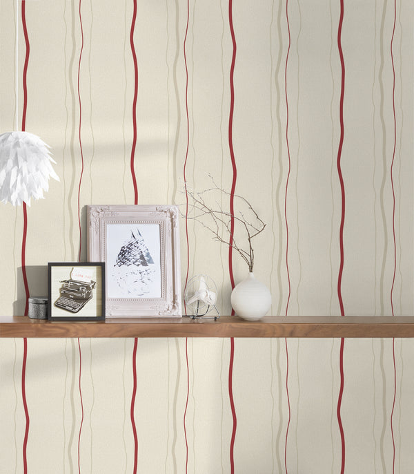Papel pintado de alta calidad de la colección Casual Living en color crema. 