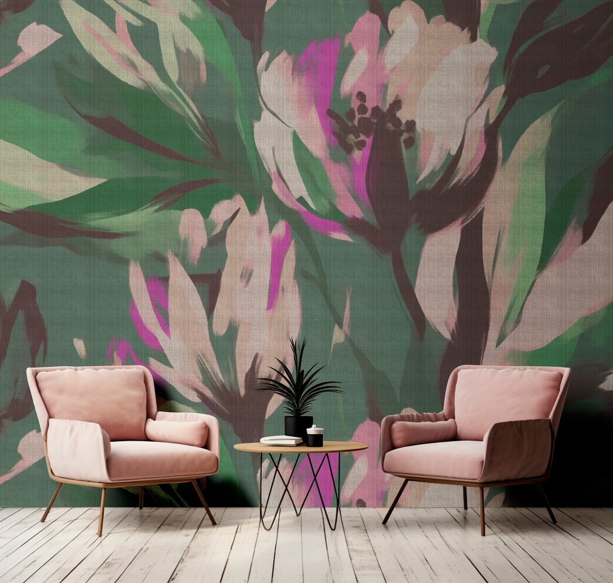 Digitally Printed Photo Wallpaper Green Floral Photo Wallpaper